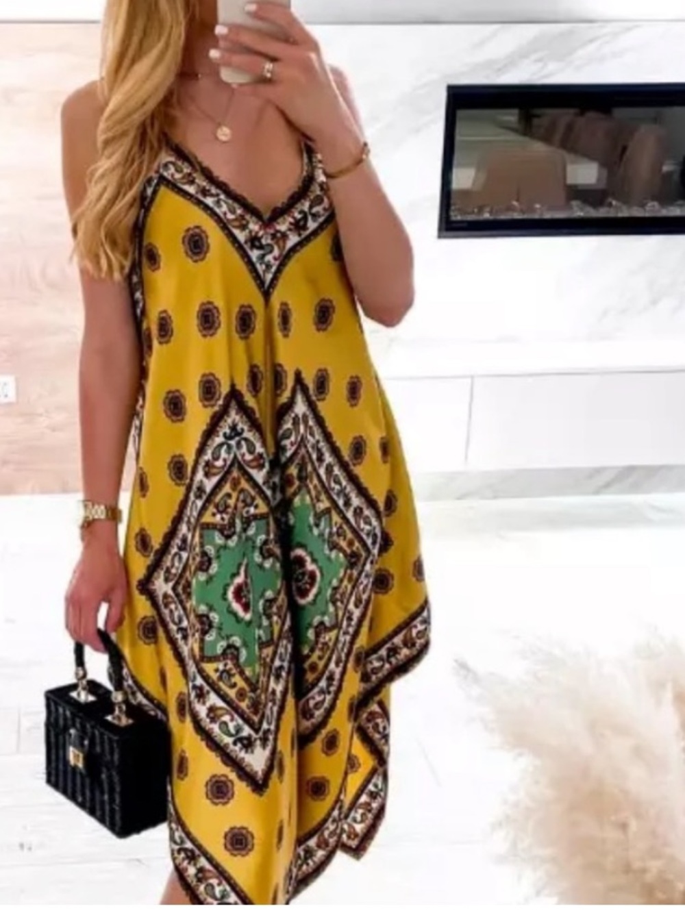 ZARA SATIN EFFECT SCARF PRINTED HANDKERCHIEF MIDI MAXI DRESS $69.90